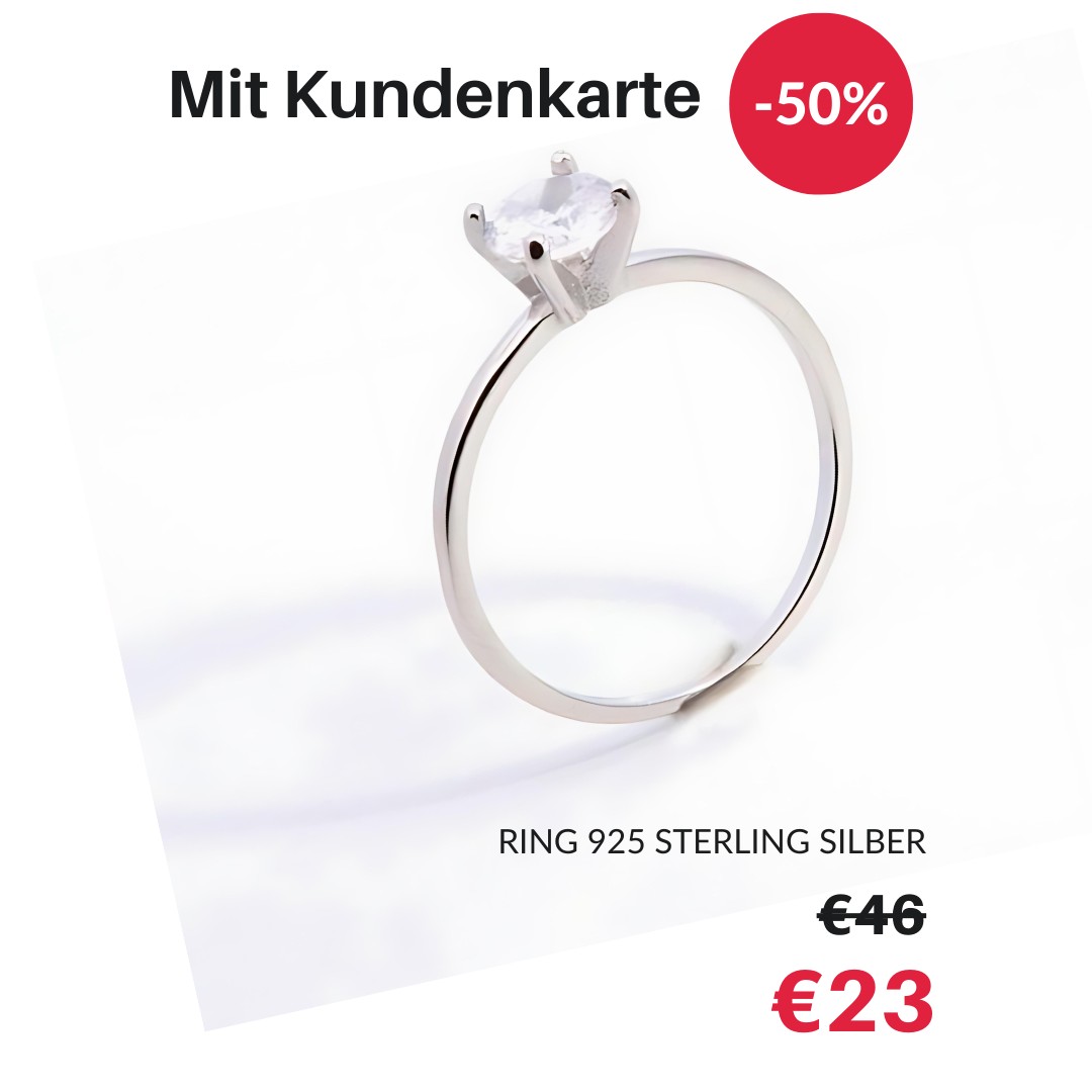 Schmaler Solitär-Ring 925 Sterling Silber – Clemoni, bis 50 % mit Kundenkarte bei Juwelier Stadler Baden