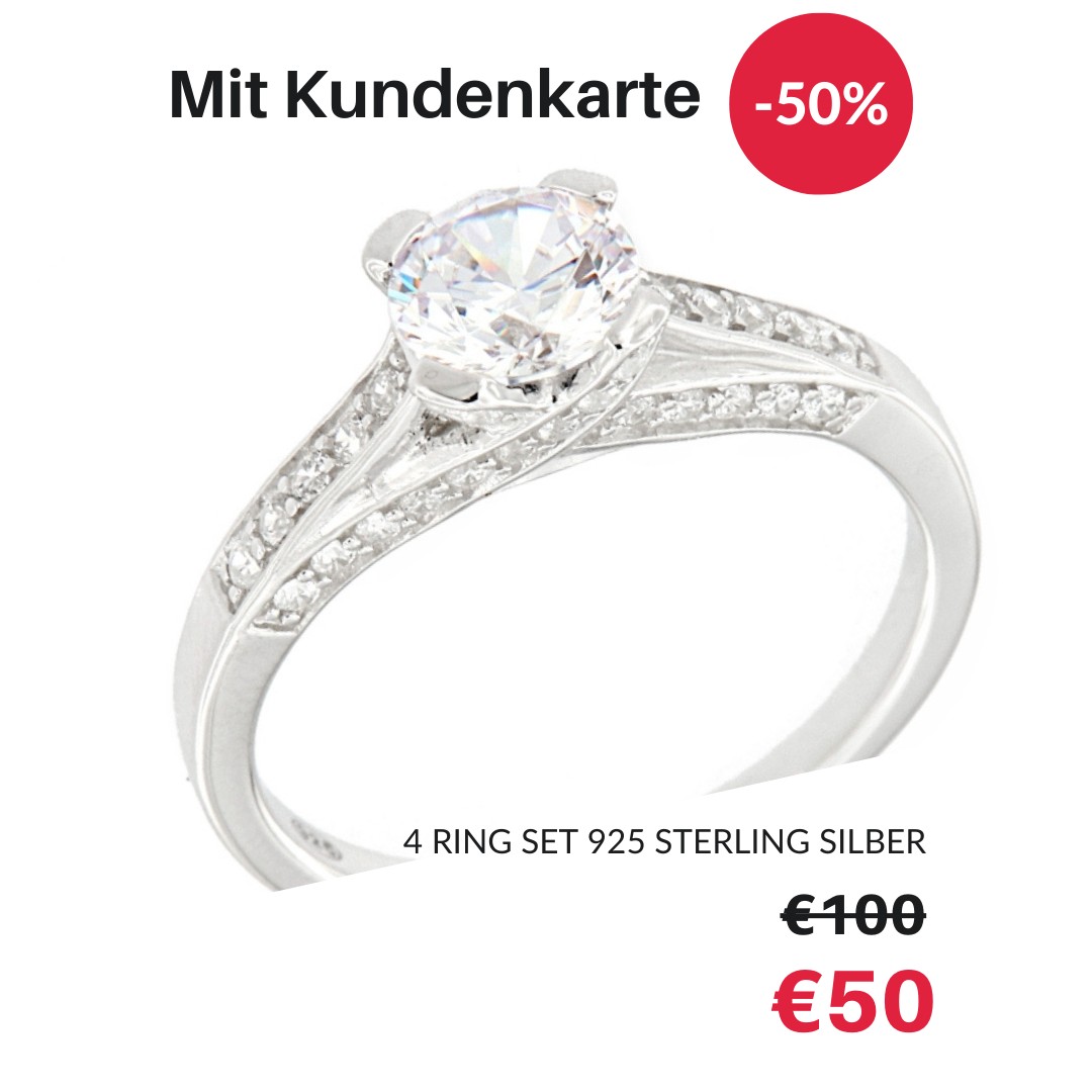 Solitär-Ring mit Pavé 925 Sterling Silber – Clemoni, bis 50 % mit Kundenkarte bei Juwelier Stadler Baden