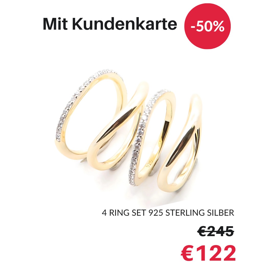 Vierteiliges Ring-Set 925 Sterling Silber vergoldet – Clemoni, bis 50 % mit Kundenkarte bei Juwelier Stadler Baden