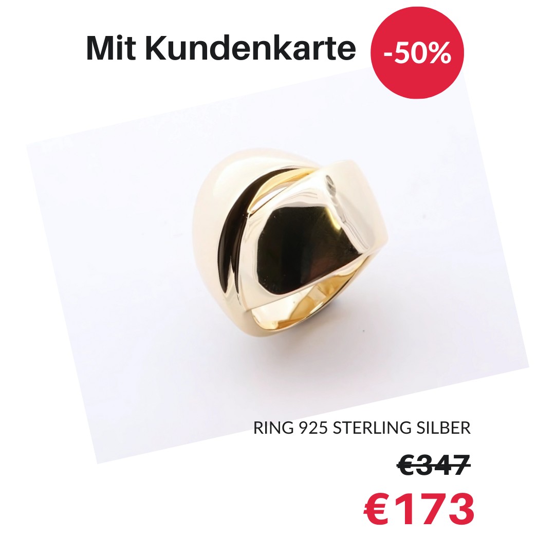 Breiter Statement-Ring 925 Sterling Silber vergoldet – Clemoni, bis 50 % mit Kundenkarte bei Juwelier Stadler Baden