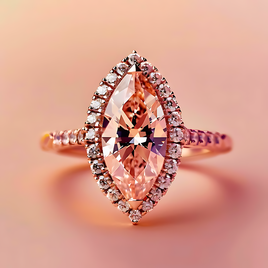 Marquise-Halo-Ring in Roségold – Verlobungsringe bei Juwelier Stadler in Baden