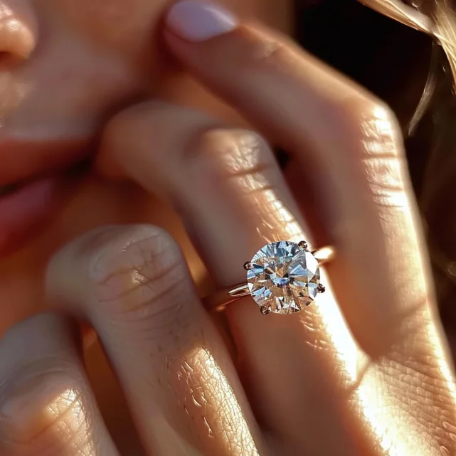 Solitär-Verlobungsring am Finger bei Juwelier Stadler in Baden bei Wien